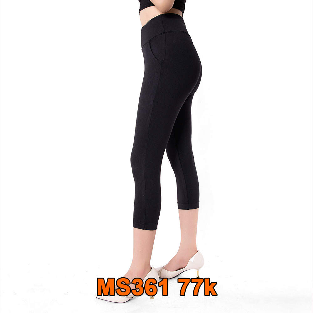 Quần Legging Nữ Bosimaz MS361 lửng túi trước màu đen cao cấp
